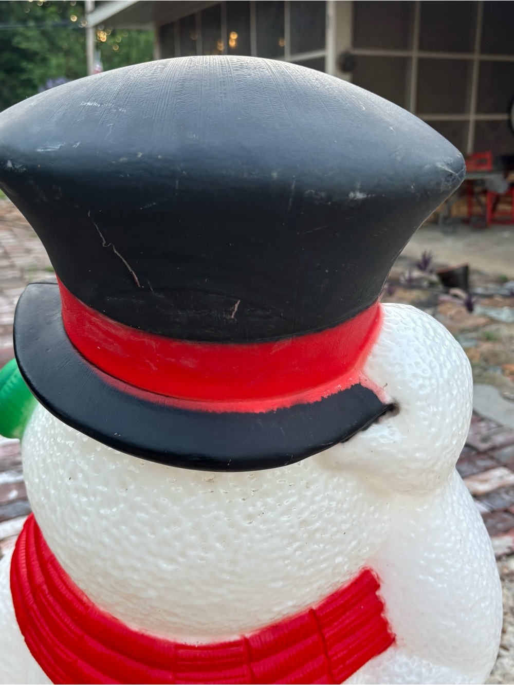 New Vintage 1999 Blow Mold 3’ White Snowman Holiday Lawn Decor Red Scarf Lights - Picture 8 of 9